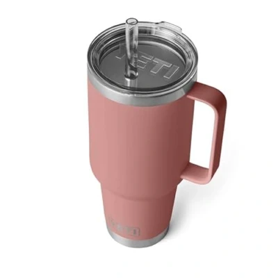 Image of YETI Rambler Straw Mug, Stainless Steel Vacuum Insulated Mug with Stronghold Lid, Sandstone Pink, 42 oz (1242 ml)
