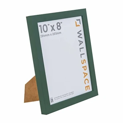 Image of Wall Space 10x8 Green Frame Modern Photo Frames 10 x 8 inch Wooden 8x10 Picture made from SOLID WOOD REAL GLASS