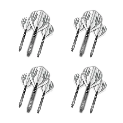 Image of RED DRAGON Dart Flight and Stems Combo Grey 4 sets of Standard Flights Medium Nitrotech Per Pack