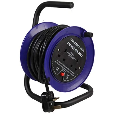 Image of PRO ELEC PEL01272 2 Gang Mini Cable Reel Mains Extension, 10m