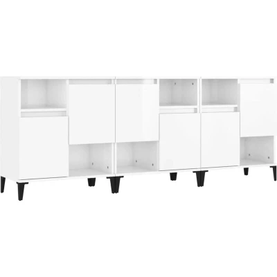 Image of vidaXL Sideboards 3 pcs High Gloss White 60x35x70 cm Engineered Wood