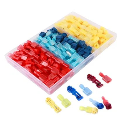 Image of CESFONJER T Tap Electrical Connectors Solderless Assortment Kit Quick Splice Wire Terminals Yellow 25 Pairs, Blue 30 Red Pairs