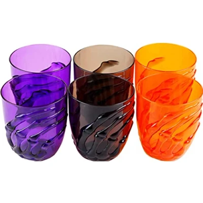 Image of BWG Set Of 6 Halloween Reusable Plastic Skeleton Hand Drinking Cups Glasses