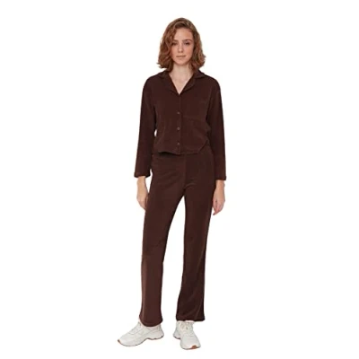 Image of Trendyol Women&#039;s Woman Loungewear Fitted Pants, Brown, XL