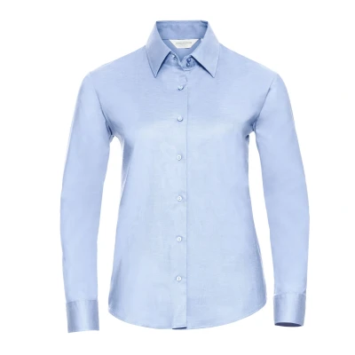 Image of Russell Athletic Collection Womens/Ladies Oxford Long Sleeved Shirt (Oxford Blue) Size Large