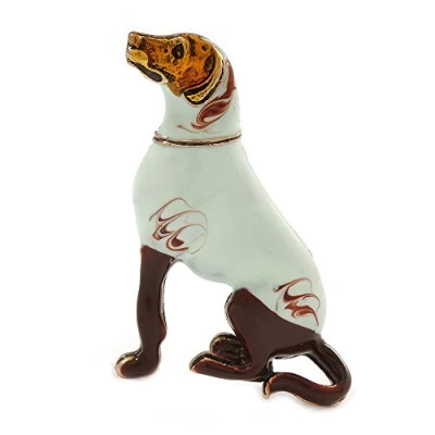 Image of Avalaya Vintage Inspired Pale Green/Brown Enamel Dog Brooch in Gold Tone Metal 60mm L