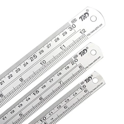 Image of YEBMoo Metal Ruler Stainless Steel Straight Edge Measuring Tool (15 cm+20 cm+30 cm) 3 Pack Set (3 x Rulers)