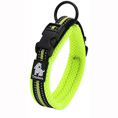 Image of Truelove Dog Training Collar TLC5011 Reflective Premium Buckle Nylon Webbing Pet Collars,High Grade No Choke Basic Collars Now Available (XS, Neon Yellow)