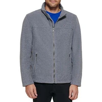 Image of Tommy Hilfiger Men&#039;s Lightweight Polar Fleece Jacket, Light Grey, 3XL