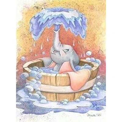 Image of HL Lospeces Diamond Painting Kits for Adults and Kids, Full Drill Round Rhinestone Paint with Diamonds, Cross Stitch Embroidery Art, Dumbo Art Dotz (12X16 Inch)