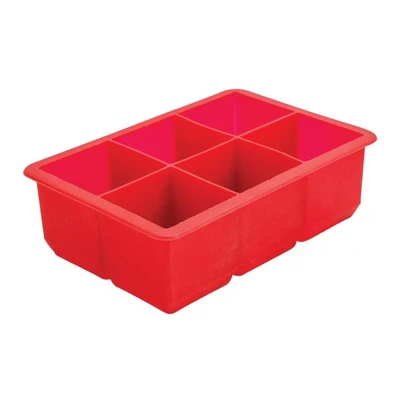 Image of Beaumont Six Cavity Silicone Ice Cube Mould Red