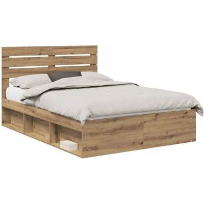 Image of vidaXL Bed Frame Artisian Oak 150 x 200 cm Solid Pine Wood