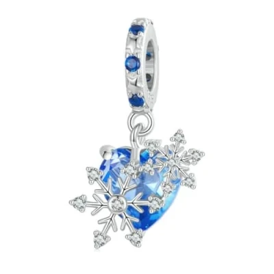 Image of Christmas Charm Beads Original 925 Sterling Silver Love Family Bead Charms for Pandora Bracelets Women&#039;s Jewellery (Love Snowflake Charm)