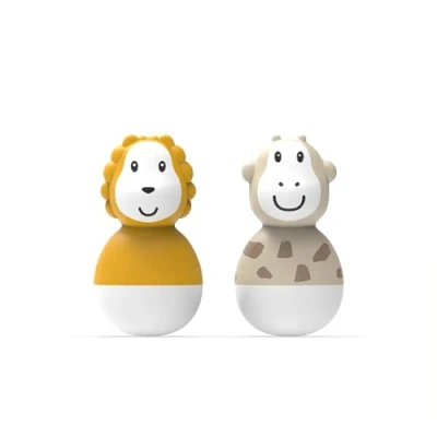 Image of Matchstick Monkey, Bathtime Wobblers, Antimicrobial Baby Bath Toy, Easy to Grip, Sensory Learning 2 12 Months Old+, Lion and Giraffe