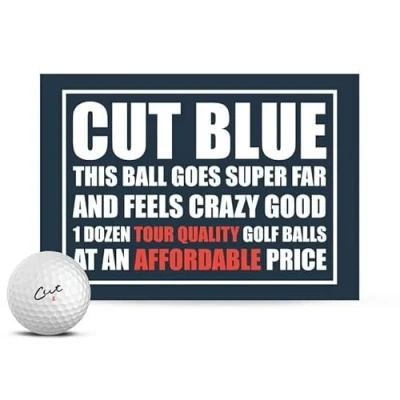 Image of Cut Golf Balls, 4 Piece Urethane (One Dozen),White,Blue