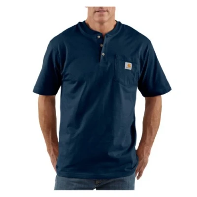 Image of Carhartt Men&#039;s workwear henley shirts, Navy, 3XL Tall UK