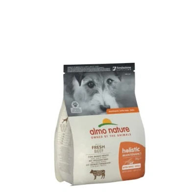 Image of Almo Nature Holistic Maintenance Complete Dry Adult Dog Food Small Breed with fresh Beef 1 Pack of 2 Kg, transparent