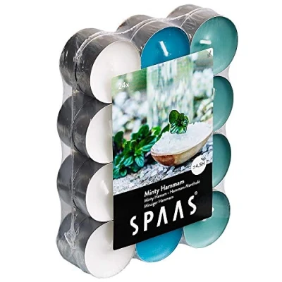 Image of Spaas 24 Scented Tealights Assorted Colours, ± 4.5 Hours, Minty Hamman, Emerald Green