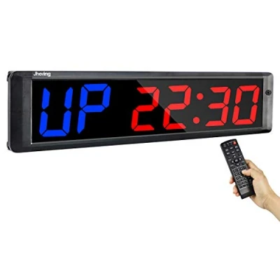 Image of Jhering Gym Timer, LED Interval Timer with Remote, Count Down/Up Clock, Stopwatch, Workout for Home Garage Fitness Tabata EMOM 4&quot;(Blue/Red)