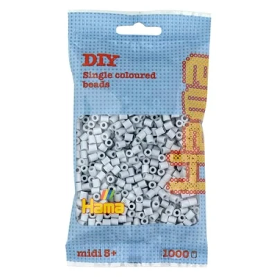 Image of Hama Beads Bag Approx. 1000 Midi Fuse Mosaic Decoration Arts &amp; Craft for Creative Children Ages 5+ Light Grey