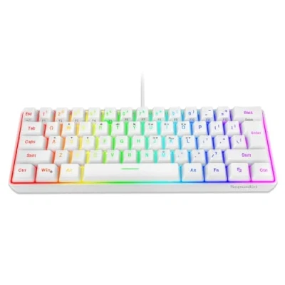 Image of Snpurdiri 60% Wired Gaming Keyboard, 61 Keys RGB Backlit Wrist Rest Ultra Compact Mini Waterproof Keyboard for PC Computer Gamer (White)