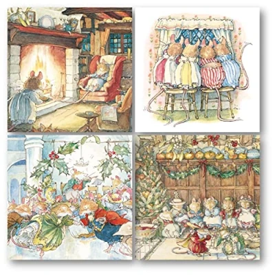 Image of Museums &amp; Galleries Christmas Cards Pack of 16 Cosy Brambly Hedge Eco Friendly and Recyclable