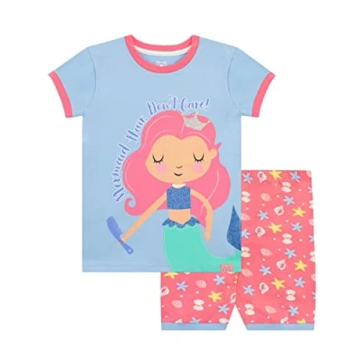 Image of Harry Bear Girls Glitter Mermaid Short Pyjamas Multicoloured 6 7 Years