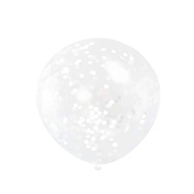 Image of White Confetti Clear Latex Balloons (30cm) Pack of 6 Transparent Premium Latex, Perfect for Parties &amp; Celebrations