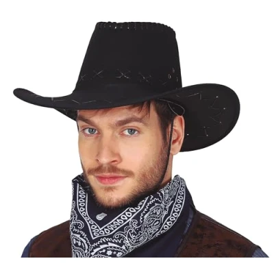 Image of FIESTAS GUIRCA GUI13068 black leather cowboy hat