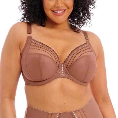 Image of Elomi Women&#039;s Matilda Underwire Embroidered Plunge Bra, Clove, 32K US