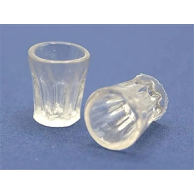 Image of Melody Jane Dolls House 2 Water Tumbler Glasses Miniature Pub Kitchen Dining Room Accessory