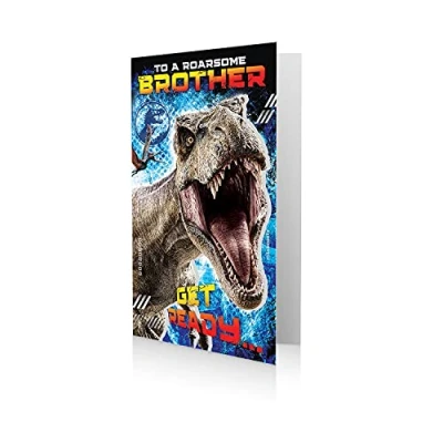 Image of JURASSIC WORLD Birthday Brother Card, Multi, 12.8 x 0.2 23.2 cm