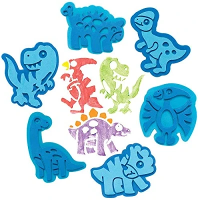 Image of Baker Ross FE187 Dinosaur Craft Foam Stampers Pack of 10, Stamps, Stamp Sets for Children, Ideal Kids Arts and Crafts Projects