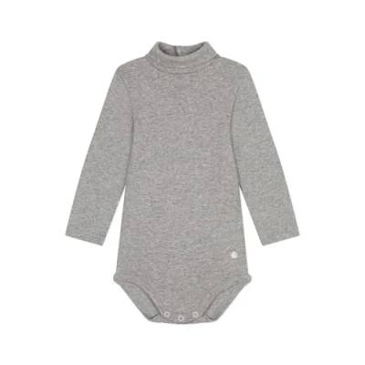 Image of Petit Bateau A0BQF Turtleneck Long Sleeve Bodysuit Baby Boys Chaton Chine 6 Months