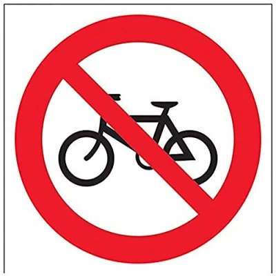 Image of V Safety No Cycling Symbol Prohibition Sign 200mm x 1mm Rigid Plastic