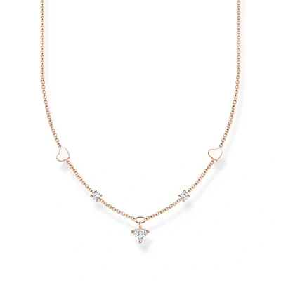 Image of Thomas Sabo Women Necklace with Hearts and White Stones Rose Gold 925 Sterling Silver, 18K Plating KE2154 416 14