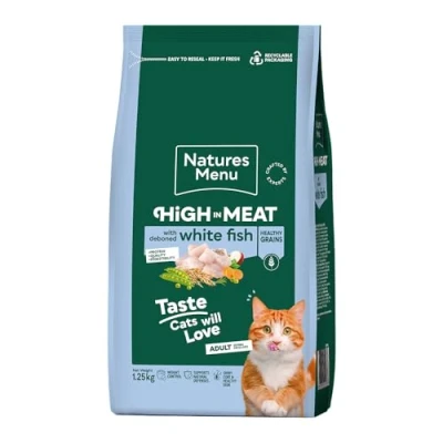 Image of Natures Menu High in Meat Dry Food for Adult Cats with Deboned White Fish 3kg
