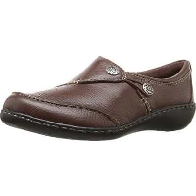 Image of Clarks Women&#039;s ashland Slip On Loafer, Redwood, 8 UK X Wide