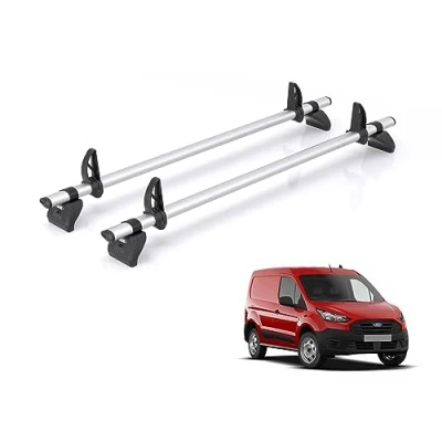 Image of Van Demon Rhino Kammbar Pro 2 Roof Bars Including 4 Loadstops for Ford Transit Connect 2013 2023 Models Aluminium Rack RailsWith Rear Barn Doors