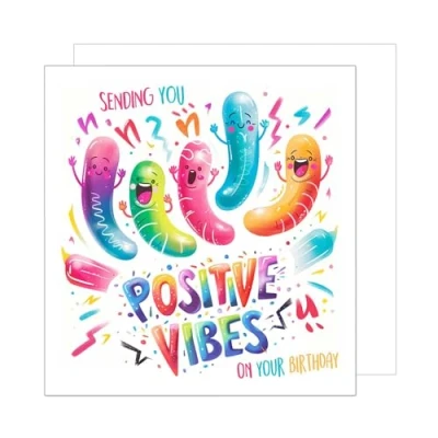 Image of Edition Seidel Premium Square Birthday Card with Envelope. Greeting Saying Happy For Him or Her Friend Coworker Teens Positive Vibes (GQ282 SW024)