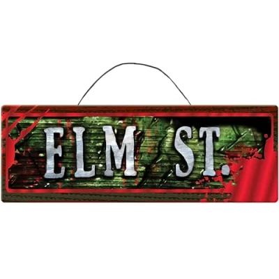 Image of Amscan 243843 Nightmare On Elm Street Hot Stamped MDF Sign Halloween Party Decoration 38cm