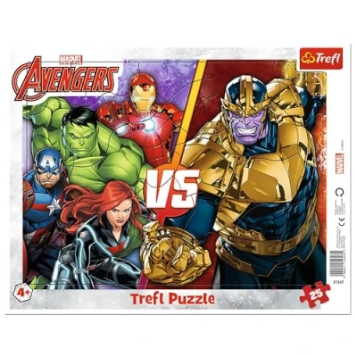 Image of Trefl Marvel Avengers Frame Puzzle 25 Piece Jigsaw Puzzles for Children Aged 4+ Superhero End Game Iron Man Hulk