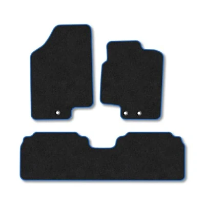 Image of Car Mats Compatible with Hyundai Ix20 (2010 2020) Tailored Fit Blue Carpet Floor Set Accessory Custom 4 Pieces Anti Slip Backing &amp; Binding Trim Edge