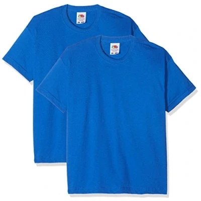Image of Fruit of the Loom Boys&#039; Kids Valueweight Short Sleeve T 2 Pack Shirt, Blue (Blue Royal Blue), 7 8 Years(Size:51) (Pack 2)