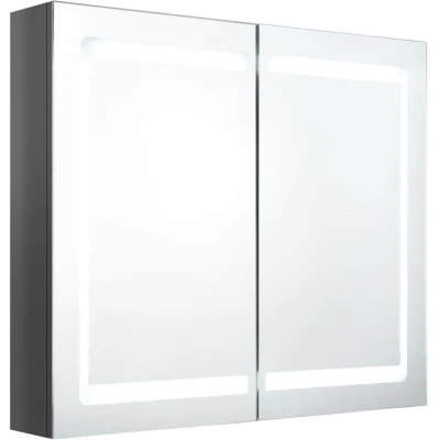 Image of vidaXL LED Bathroom Mirror Cabinet Shining Grey 80x12x68 cm