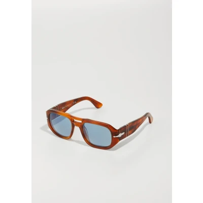 Image of Persol Unisex PO3373S VINCENT 96/56 Sunglasses Acetate Brown Blue Pilot Normal