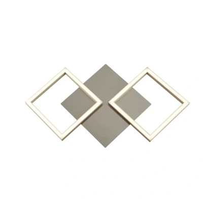 Image of Art 2 Light Square Led Wall, Flush Fitting Satin Silver