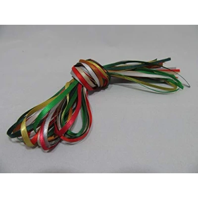 Image of Christmas Colours ONLY 10 x 1 metre 3mm Satin Ribbon Assorted Bundle Double Sided metres Thin 3 mm