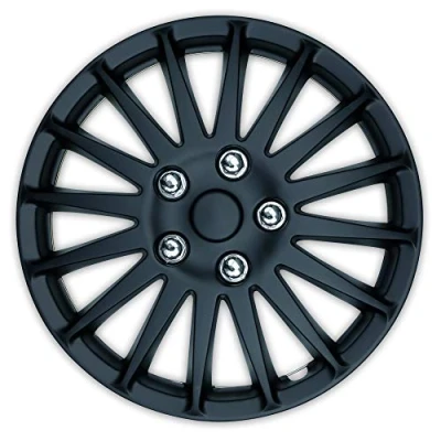 Image of Streetwize Lightning Premium Wheel Cover Set Matt Black Rim, 14 in. Hubcap, Decorative Trim. Automotive Exterior Car Accessories