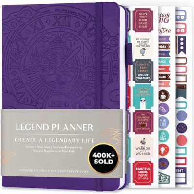 Image of Legend Planner Weekly &amp; Monthly Life to Hit Your Goals Live Happier. Organizer Notebook Productivity Journal. A5 (Purple)